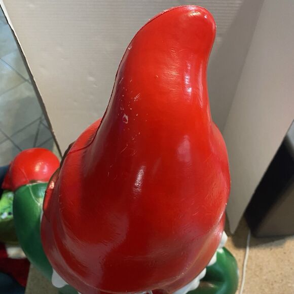Gnome Elf Holding Lantern 28" Santa Light-Up Plastic Blow Mold Tested Works Read - Picture 8 of 10